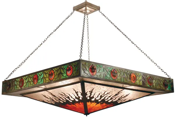 Every Meyda Tiffany item is a unique handcrafted work of art. Natural variations in the wide array of materials that we use to create each Meyda product make every item a masterpiece of its own. Photographs are a general representation of the product. Colors and designs will vary. Collection: Island Resort Finish: Antique Copper Glass: A/C, A/M, S/M, 59 Glass Notes: Custom Crafted In Yorkville, New York Please Allow 30 Days Width: 72.00" Height: 66.00" Length: 72.00" Number of Bulbs: 12 Maximum Wattage: 60.00 W Bulb Type: A19 Bulb Base: E26 Material: Steel Country of Origin: USA Safety Listing: Dry Safety Rating: Dry