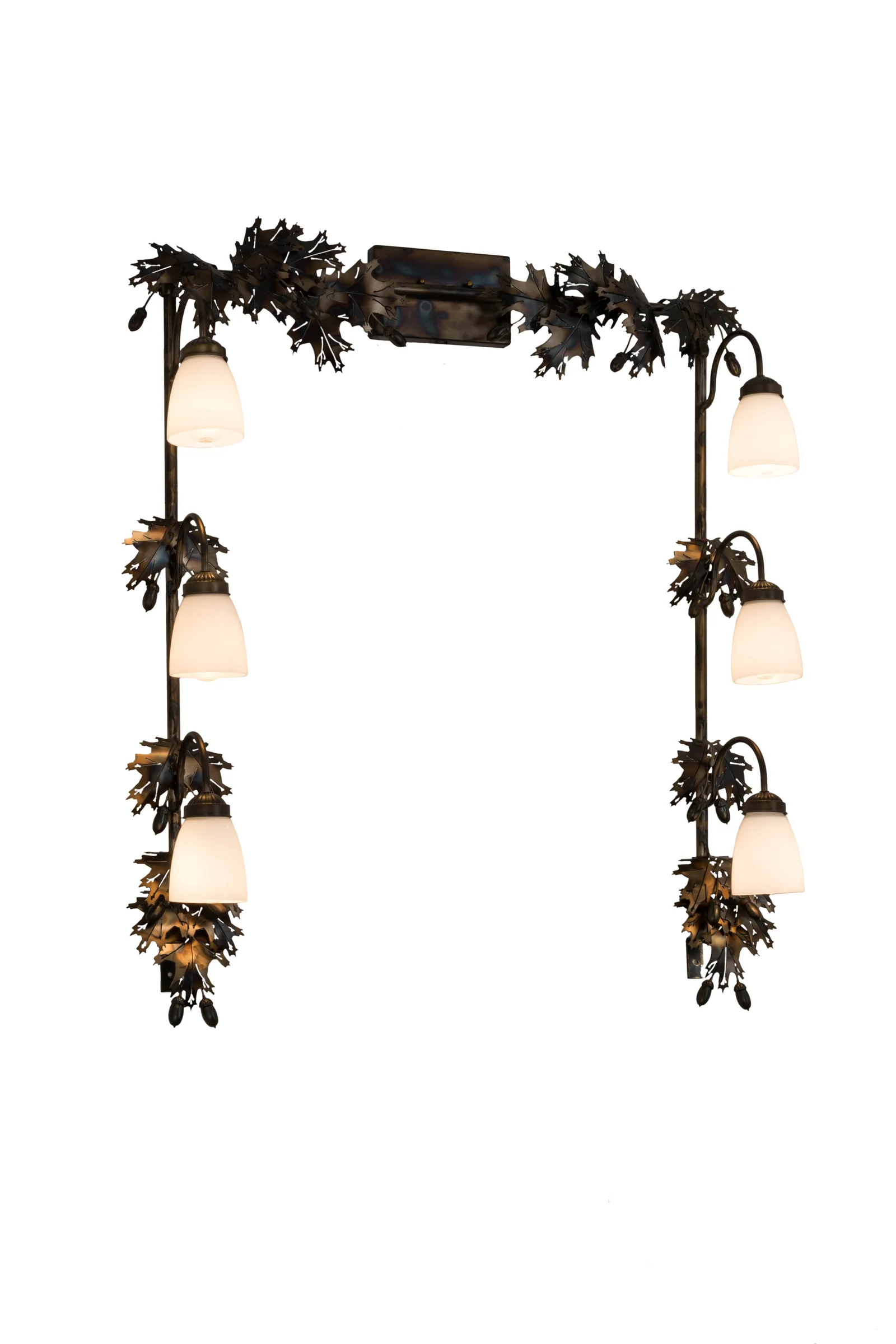 Oak Leaf & Acorn Six Light Vanity in Dark Burnished Antique Copper