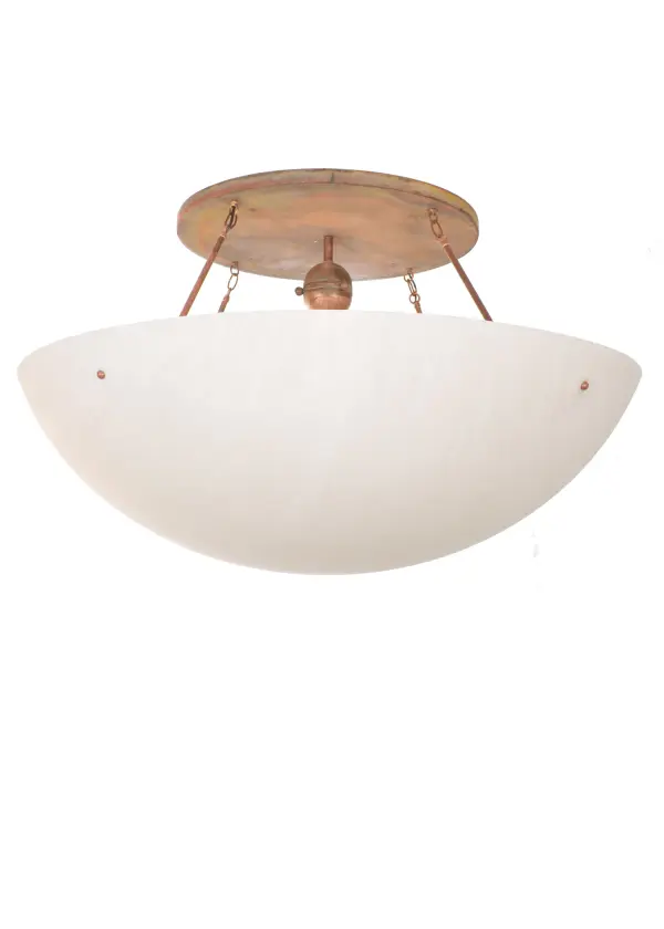 Bring a clean, understated transitional look into a home, hospitality or commercial location with the Artesia flushmount. The elegant shade is handcrafted of a Statuario Idalight and complemented with Vintage Copper finished hardware to blend with nearly any interior decor. Handcrafted in the USA, the 48-inch wide ceiling fixture is offered in custom colors, sizes and patterns, and with dimmable LED and standard lamping options. The luminaire is UL and cUL listed for dry and damp locations. Collection: Artesia Finish: Vintage Copper Glass: Statuario Idalight Width: 48.00" Height: 28.00" Length: 48.00" Weight: 27.00 lb Number of Bulbs: 8 Maximum Wattage: 60.00 W Bulb Type: A19 Bulb Base: E26 Material: Steel Country of Origin: USA Safety Listing: Damp Safety Rating: Damp