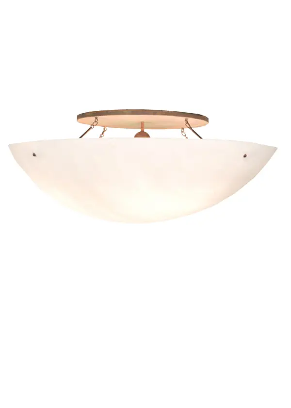 Bring a clean, understated transitional look into a home or business with the Artesia flushmount. This large, elegant shade is handcrafted of a Whitestone Idalight diffuser and complemented with Vintage Copper finished hardware to blend with nearly any interior decor. Handmade by highly skilled artisans in the USA. Ideal for illuminating larger spaces such as foyers and lobbies. Custom styles, sizes and colors available. Dimmable energy efficient lamping options such as LED are available. The 60-inch wide fixture is UL and cUL listed for dry and damp locations. Collection: Artesia Finish: Vintage Copper Glass: Whitestone Idalight Width: 60.00" Height: 24.00" Length: 60.00" Number of Bulbs: 12 Maximum Wattage: 60.00 W Bulb Type: A19 Bulb Base: E26 Material: Steel Country of Origin: USA Safety Listing: Dry Safety Rating: Damp