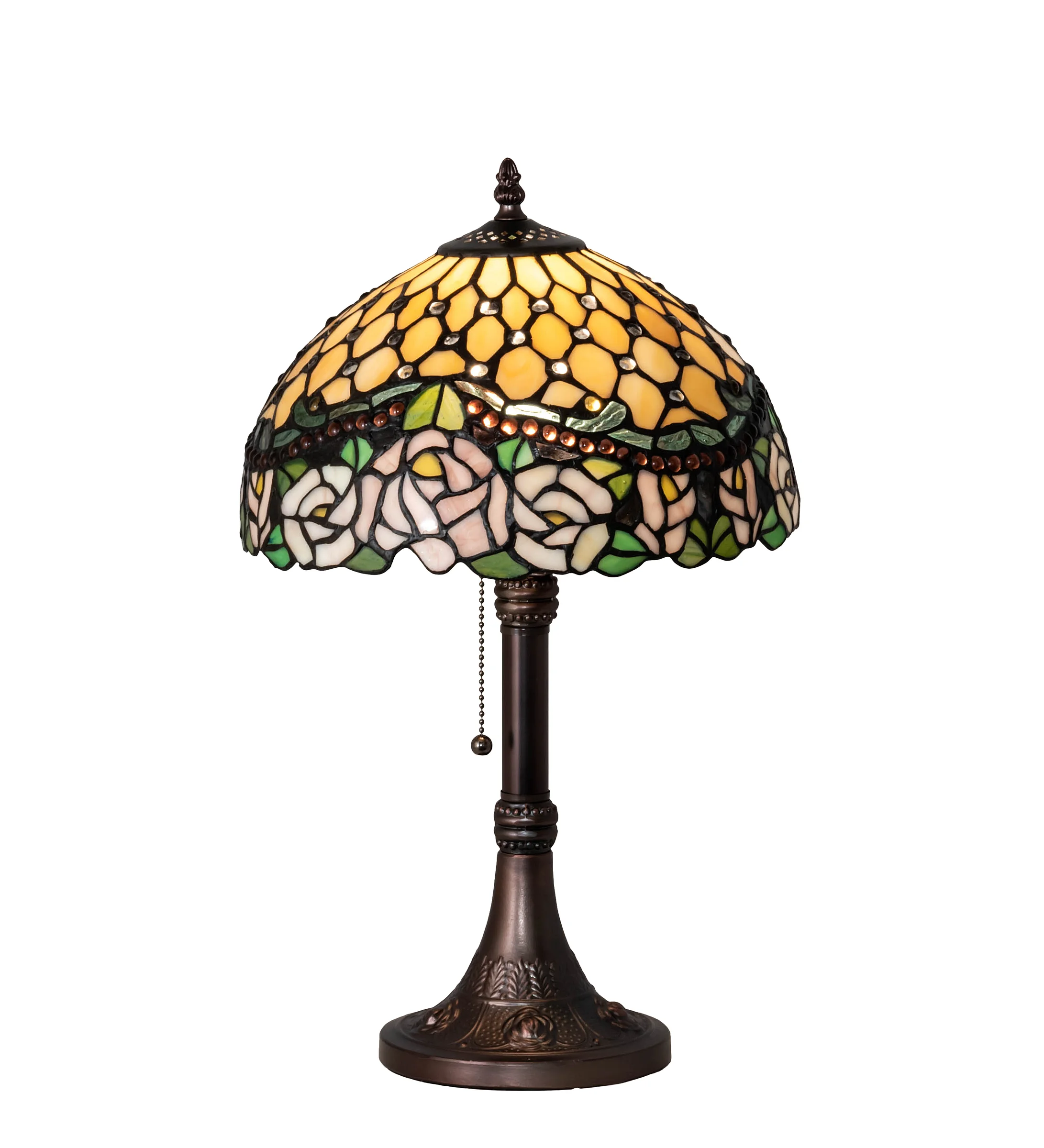 19" High Jeweled Rose Table Lamp