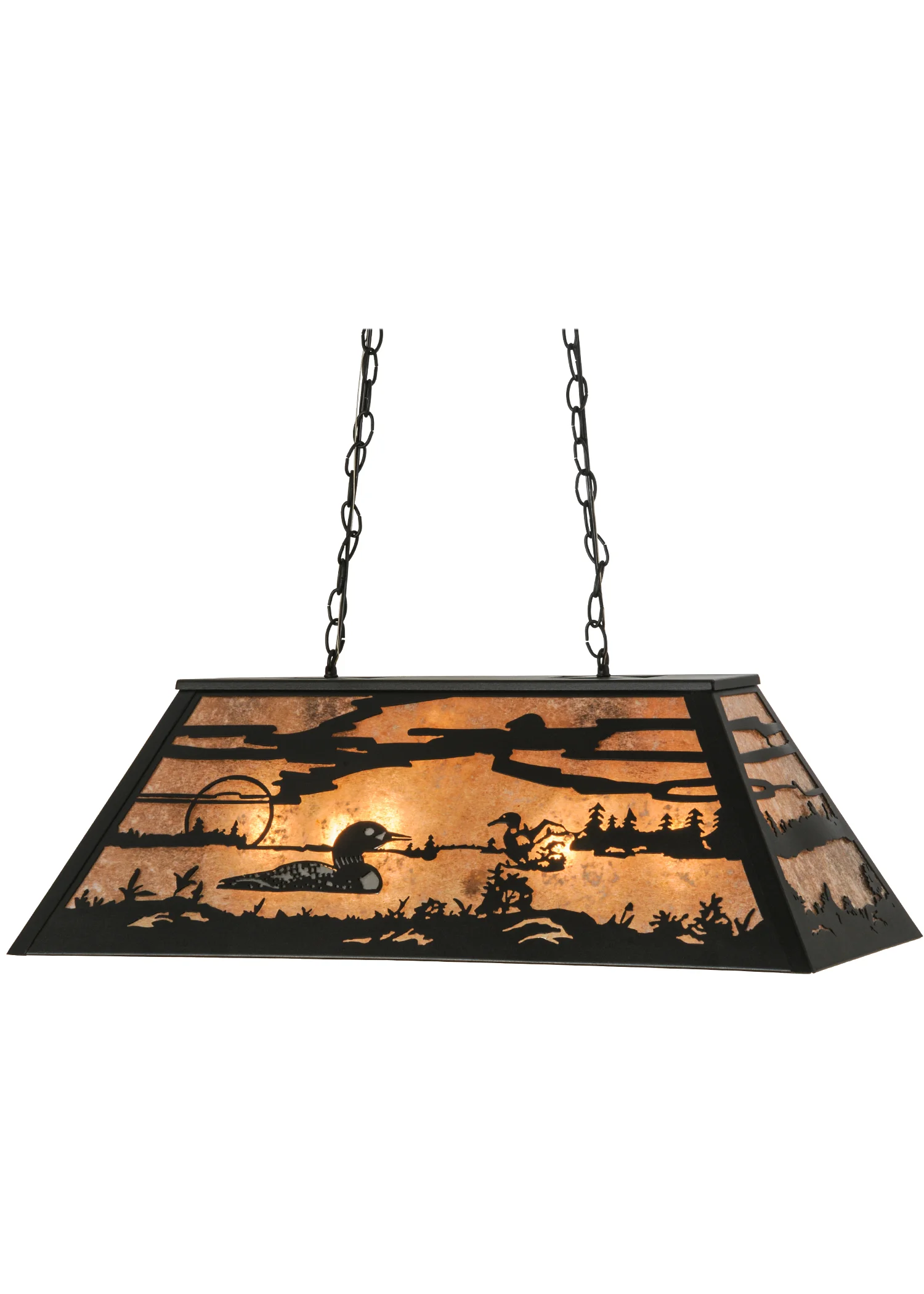 Loon Six Light Oblong Pendant in Textured Black