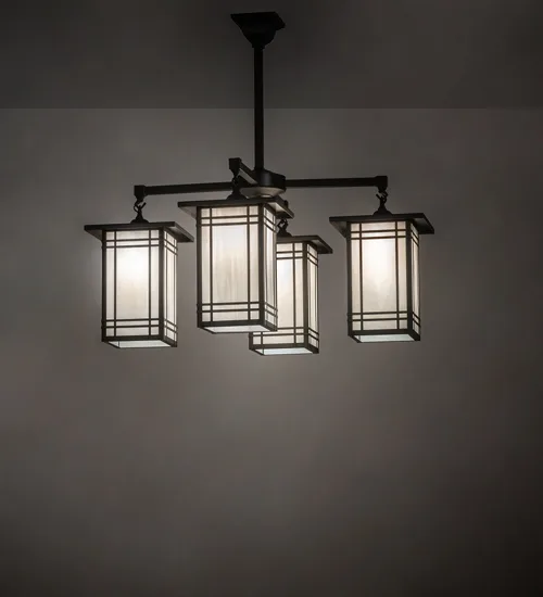 33" Square Prairie Mission 4 Light Chandelier
