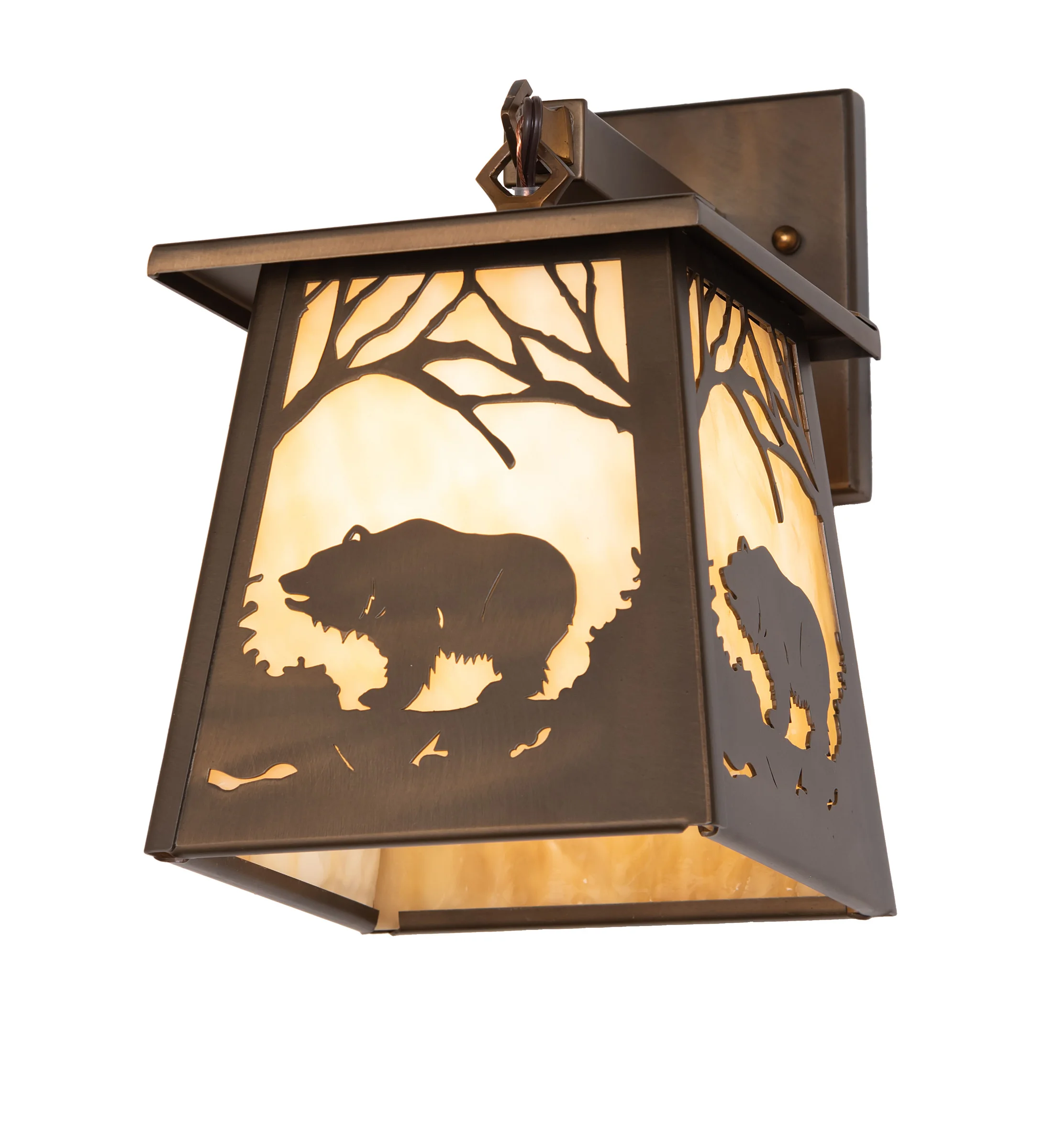 7" Wide Grizzly Bear at Dawn Hanging Wall Sconce