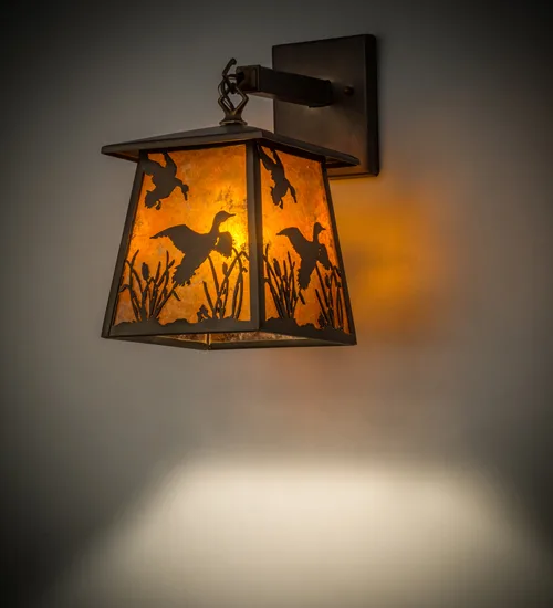 7" Wide Ducks in Flight Hanging Wall Sconce