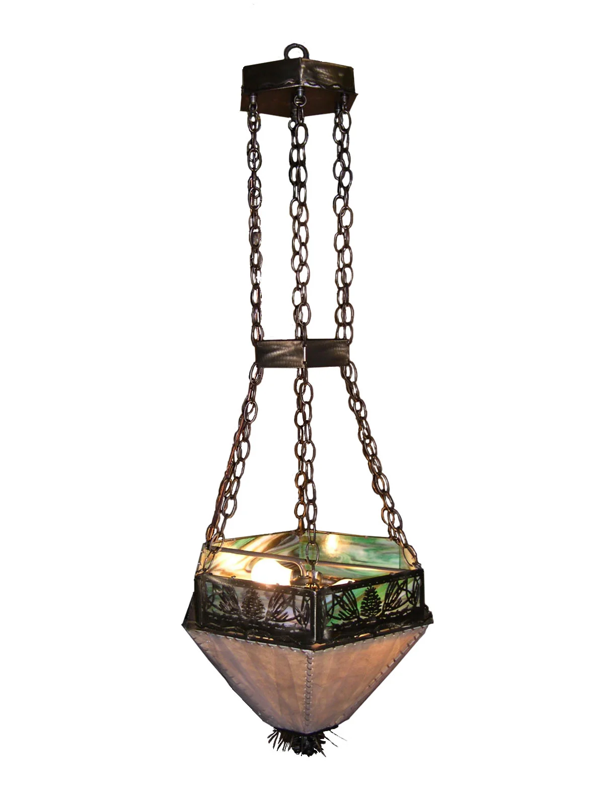 Mountain Pine Two Light Inverted Pendant in Antique Copper