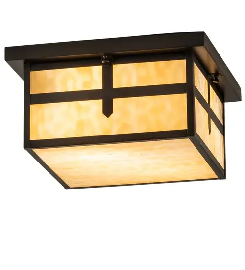 The material is Brass and Glass. The finish is Craftsman Brown. The glass is Beige. - alternate view