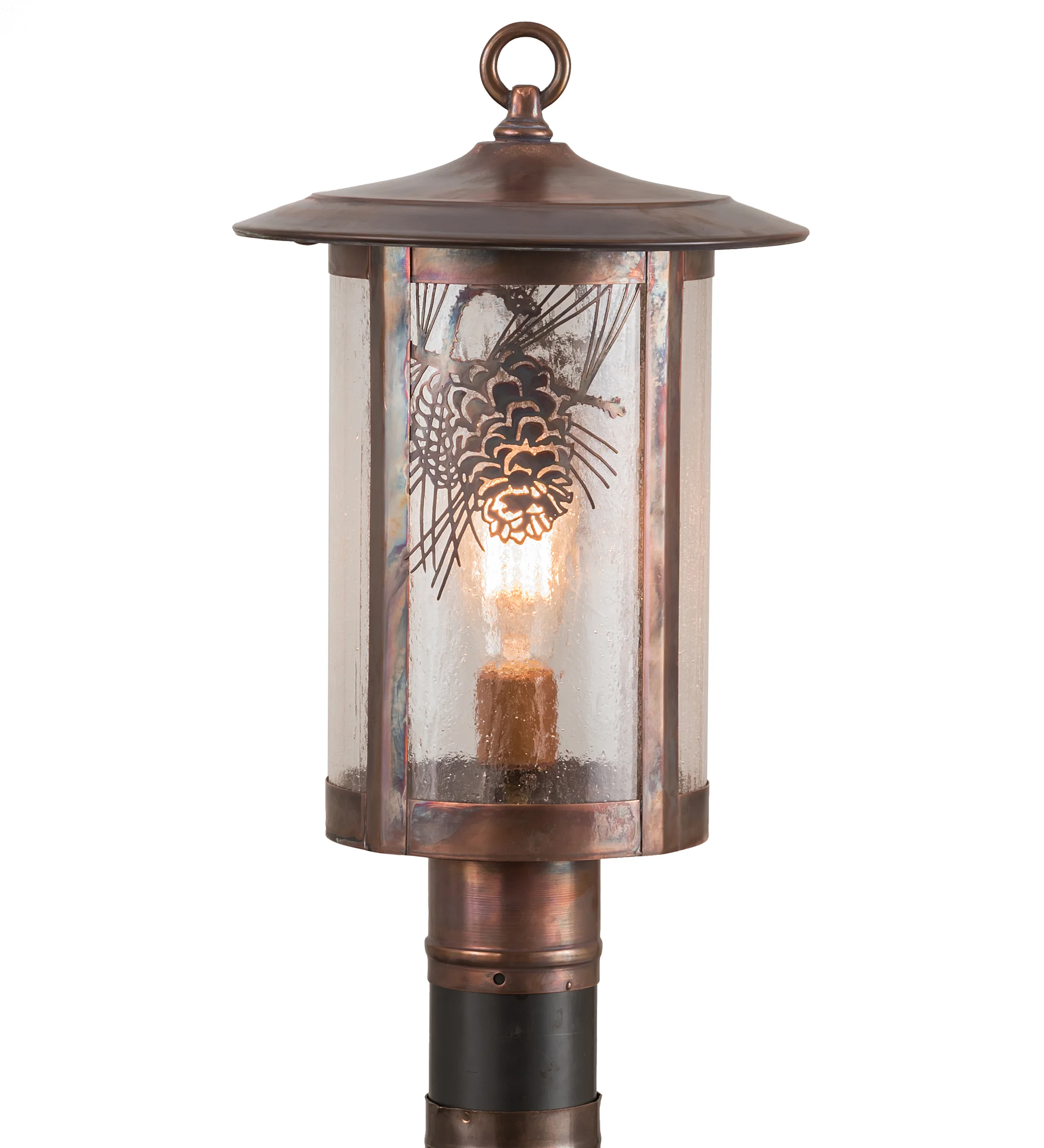 Fulton One Light Post Mount in Vintage Copper