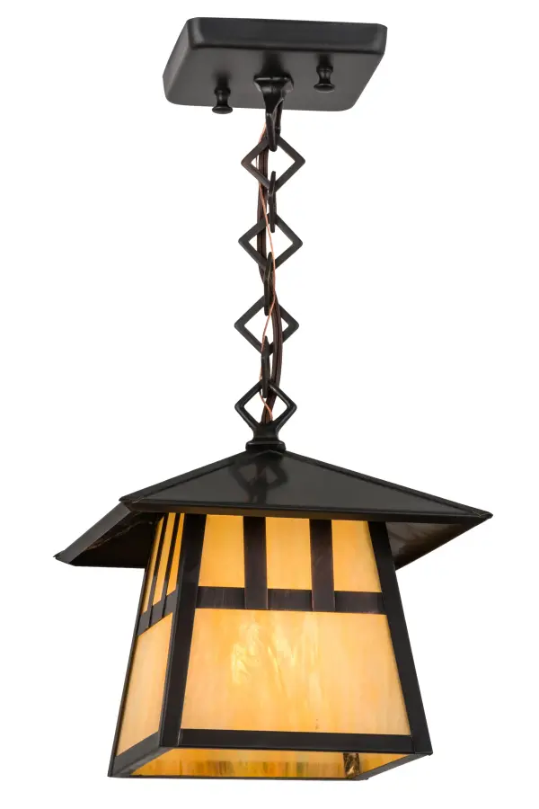 Custom made from Solid Brass, a stunning Craftsman Signature design statement is emphatically presented with a striking Mission styled straight line design. Highlighted with Beige Iridescent art glass and a frame and hardware featured in a Crafsman Brown finish, this luminaire is ideal for indoor and outdoor lighting applications. The fixture is handcrafted by Meyda artisans in the Yorkville, NY manufacturing facilities. Custom colors, designs, sizes and dimmable energy efficient lamping options are available. The fixture is UL and cUL listed for dry and wet locations. Collection: Stillwater Finish: Craftsman Brown Glass: Beige Iridescent Art Glass Width: 12.00" Height: 16.00" Length: 8.00" Weight: 4.00 lb Number of Bulbs: 1 Maximum Wattage: 60.00 W Bulb Type: Medium Bulb Base: Medium Material: Brass Country of Origin: USA Safety Listing: Wet Safety Rating: Wet