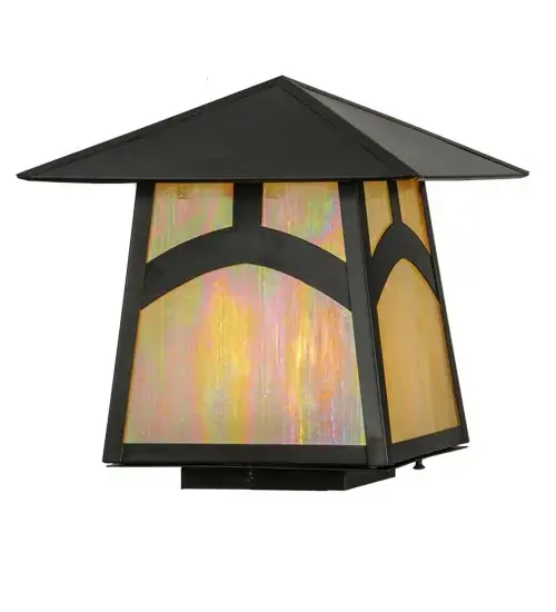 This exquisite Hill Top Post Mount combines handsome Craftsman styling with an elegant; luxurious architectural design. It features a Beige Iridescent Glass lens complemented by a Craftsman Brown finish. Constructed of Solid Brass; this lighting fixture is handcrafted for durability and longevity; resisting rust and corrosion; making it ideal for both exterior and interior applications. The fixture is suitable for placement on columns and posts on decks and patios in timber homes; modern farmhouses; and other spaces. The Stillwater Hill Top Post Mount is part of our American-made; American-designed; handcrafted Craftsman Signature Series; manufactured in Yorkville; New York. UL and cUL listed for dry; damp; and wet locations. Our Build Your Own Craftsman Signature Series features unlimited combinations of styles. The collection is called Build Your Own because it is fully configurable and customizable from size and design to finish and lens color. Marine-grade; solid brass; or copper raw materials are utilized to ensure items from the Craftsman Signature Series of outdoor and indoor lighting will stand the test of time; as these premium metals are impervious to most types of oxidation. Hand-applied Patina finishes on brass and copper are sealed with a clear varnish and; over time; may require gentle maintenance; such as wax; to delay or reverse the natural living finish attributes indicative of this finishing process. Patina finishes on brass and copper provide strong resistance to fading from sun exposure; will not chip or crack; and will not rust like a steel-framed item in the same conditions. Choose from a variety of style options; or send us your concept today! Call today to learn how to use the configuration tool available on our website to generate an item number instantly. - alternate view