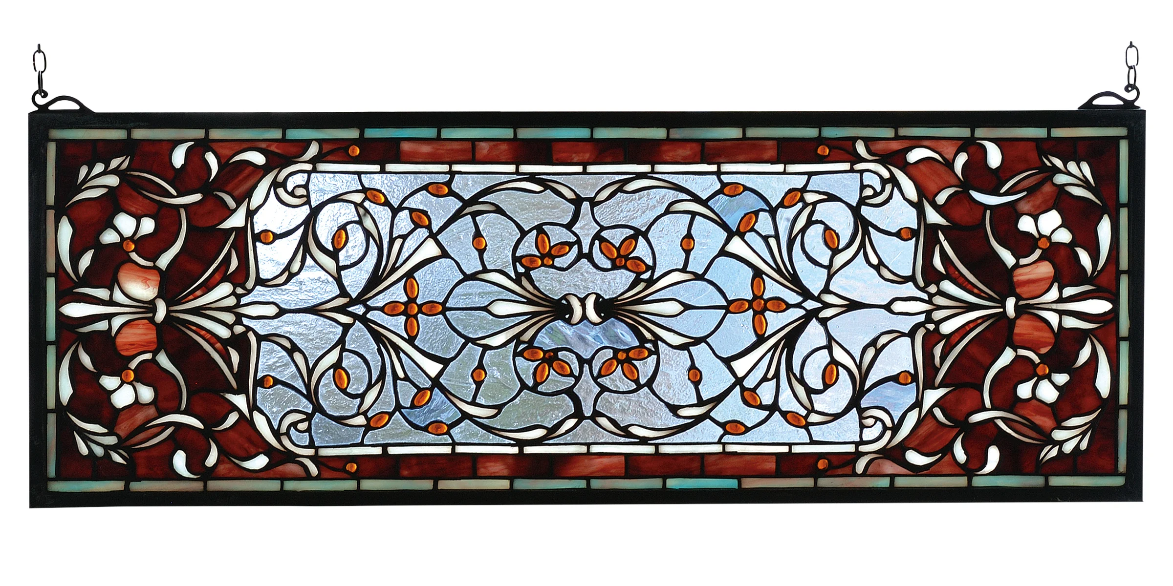28"W X 10"H Versaille Transom Stained Glass Window