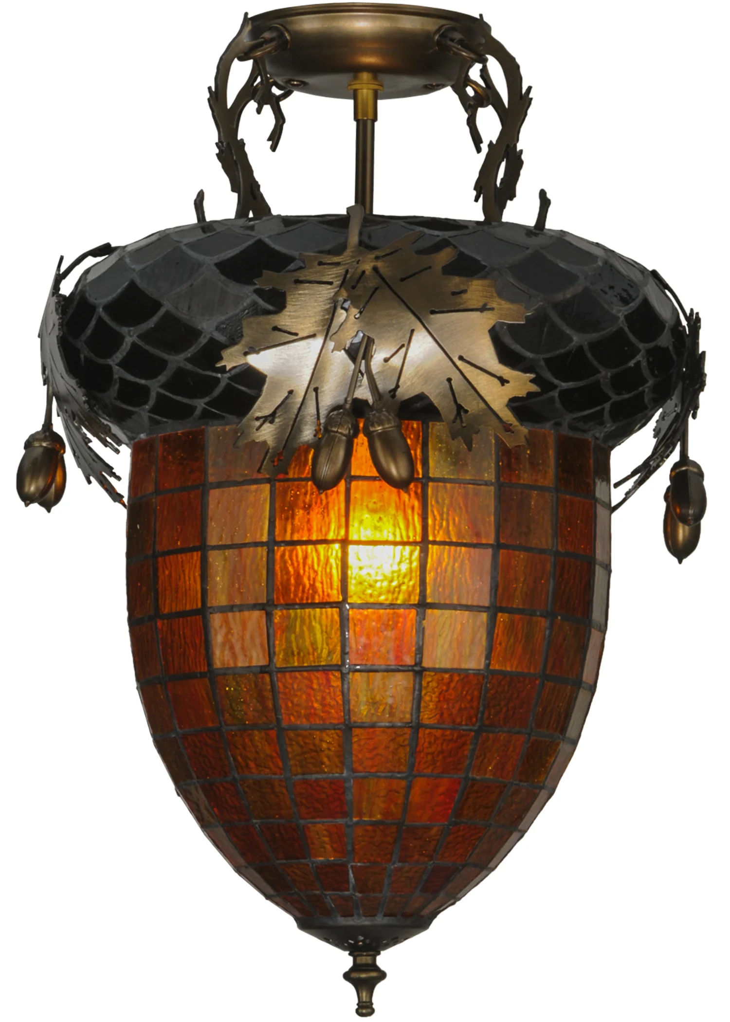 Greenbriar Oak One Light Flushmount in Antique Copper