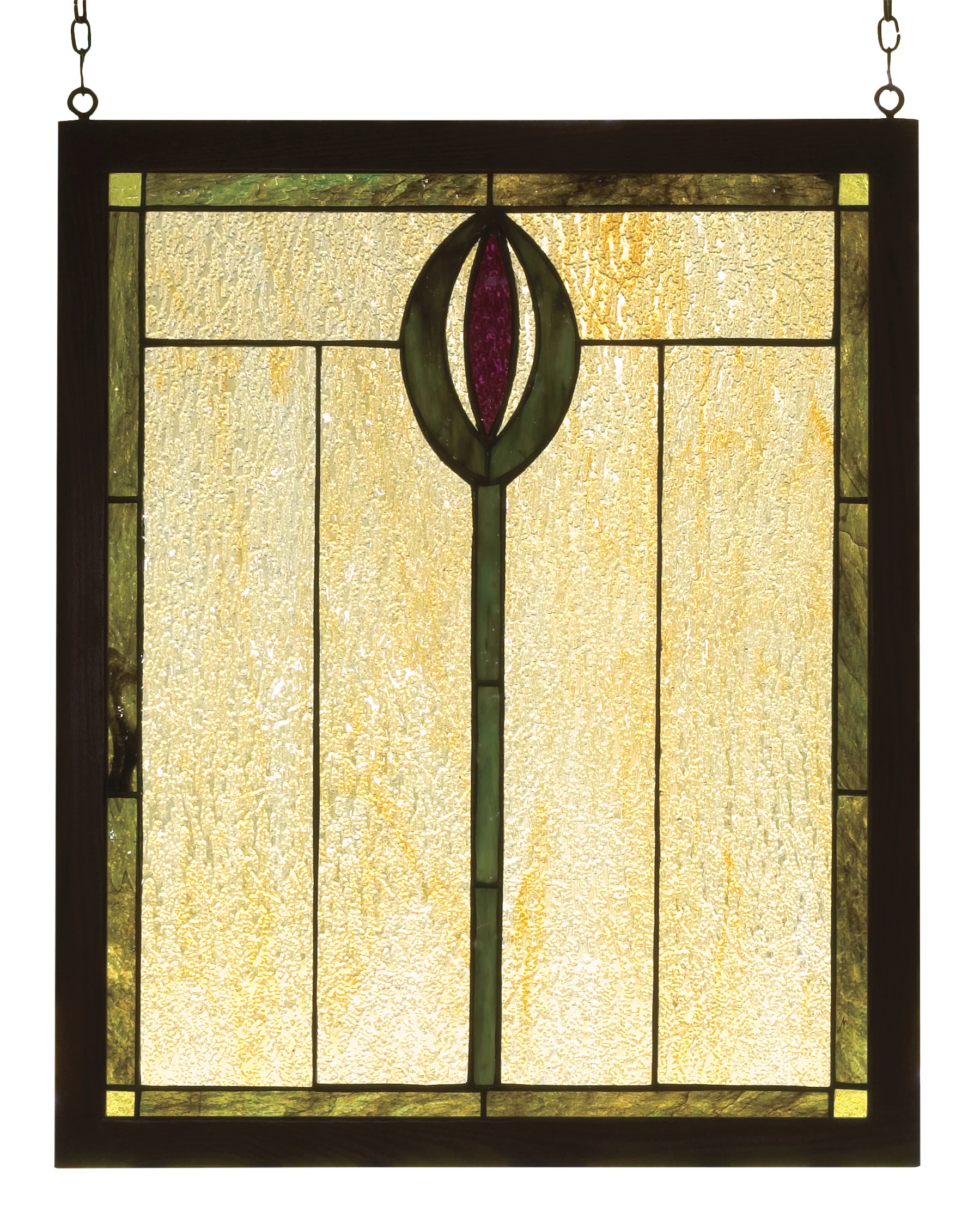 14"W X 17"H Spear Wood Frame Stained Glass Window