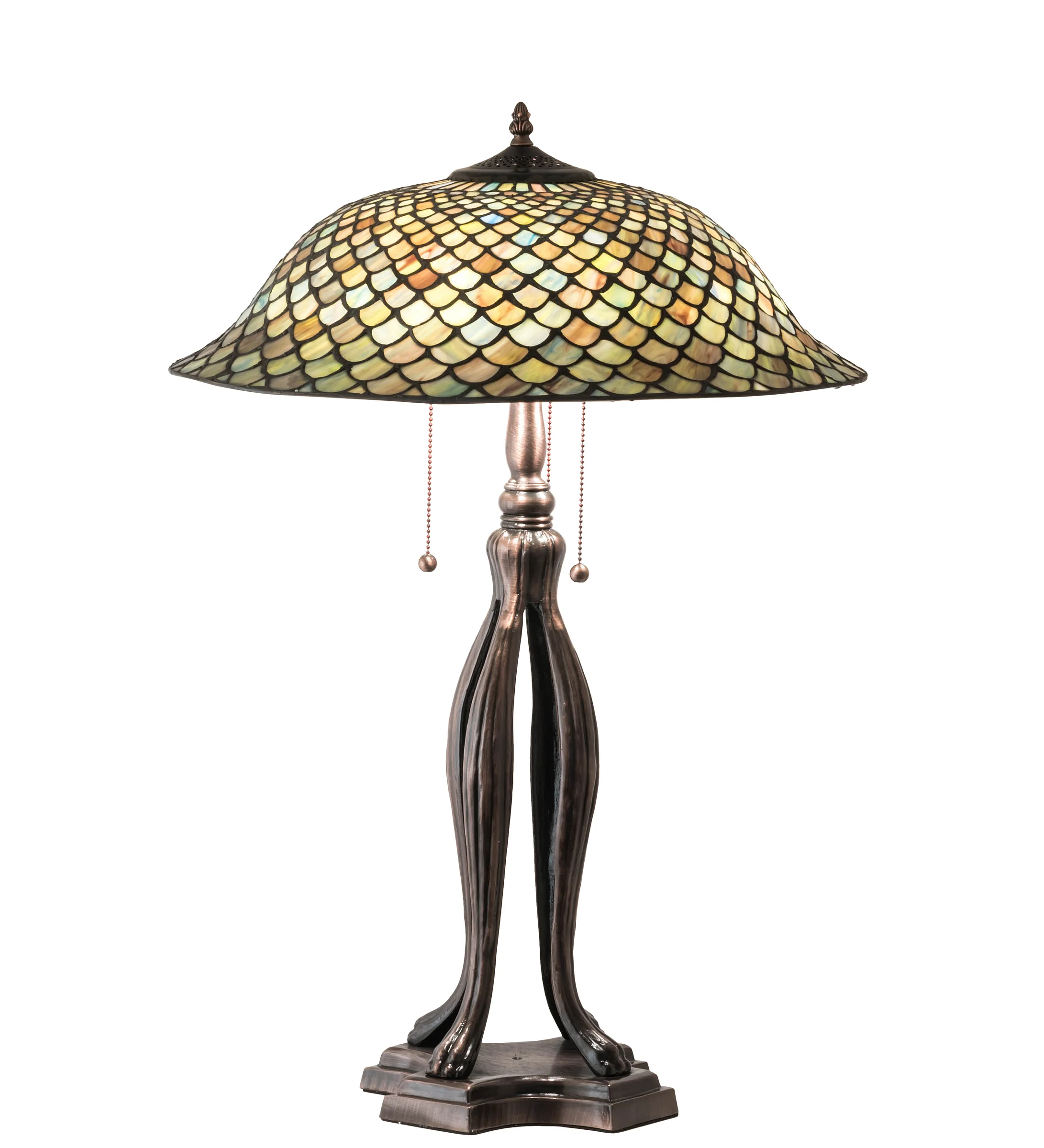 Fishscale Three Light Table Lamp in Mahogany Bronze