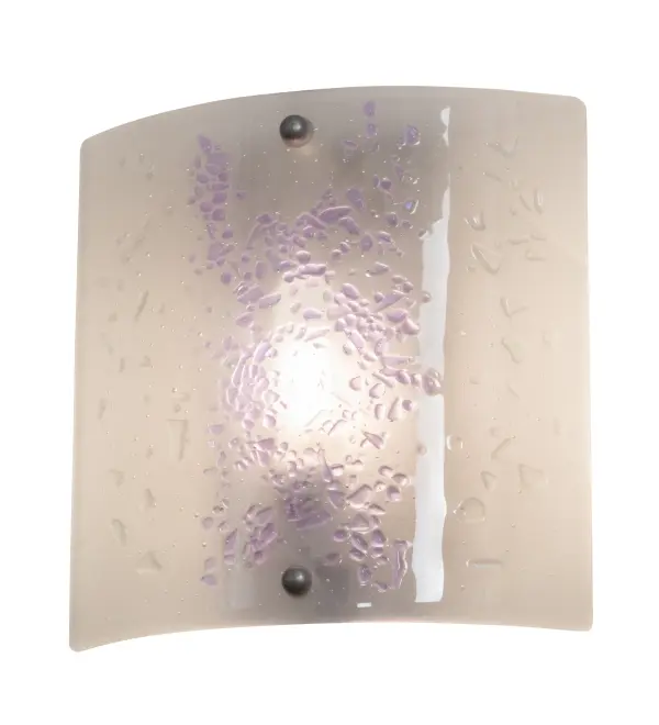 Chill with this cool and frosty Frost Bite, Metro Fusion ADA compliant wall sconce. Iridized Clear glass is iced with chips of Blue and Clear glass and fused together, resulting in unique and contemporary shade. The ultra cool shade is mounted on Nickel powder coated hardware. Collection: Metro Fusion Finish: Nickel Glass: Clear/Blue/Clear Irid Width: 11.00" Height: 11.00" Length: 3.00" Weight: 4.00 lb Extension from Wall: 3.00" Number of Bulbs: 1 Maximum Wattage: 60.00 W Bulb Type: T10 Bulb Base: E26 Material: Steel Country of Origin: USA Safety Listing: Damp Safety Rating: Damp
