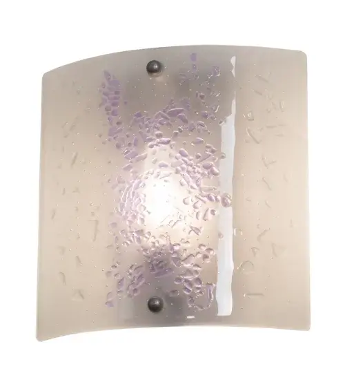 Chill with this cool and frosty Frost Bite, Metro Fusion ADA compliant wall sconce. Iridized Clear glass is iced with chips of Blue and Clear glass and fused together, resulting in unique and contemporary shade. The ultra cool shade is mounted on Nickel powder coated hardware. Collection: Metro Fusion Finish: Nickel Glass: Clear/Blue/Clear Irid Width: 11.00" Height: 11.00" Length: 3.00" Weight: 4.00 lb Extension from Wall: 3.00" Number of Bulbs: 1 Maximum Wattage: 60.00 W Bulb Type: T10 Bulb Base: E26 Material: Steel Country of Origin: USA Safety Listing: Damp Safety Rating: Damp - alternate view
