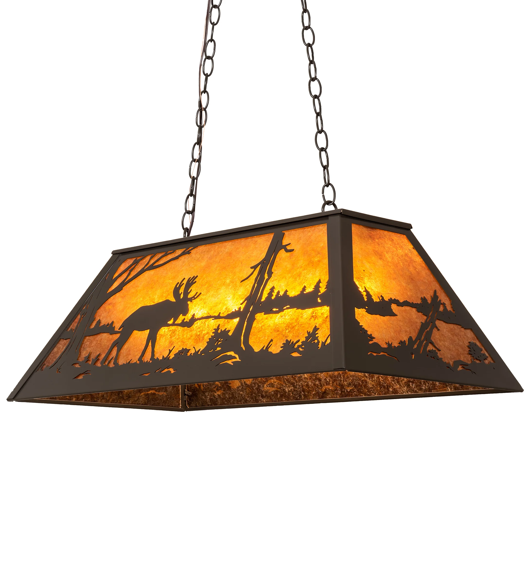 Moose At Lake Six Light Pendant in Timeless Bronze