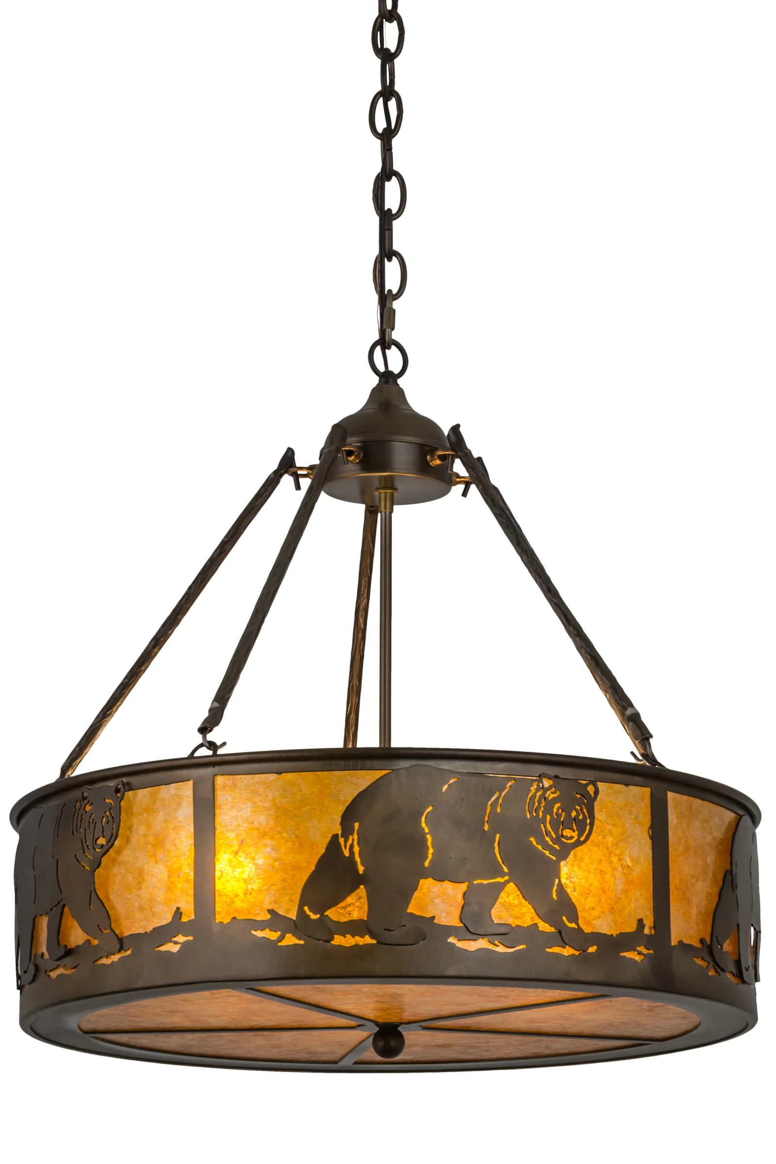 Northwoods Lone Bear Four Light Pendant in Antique Copper