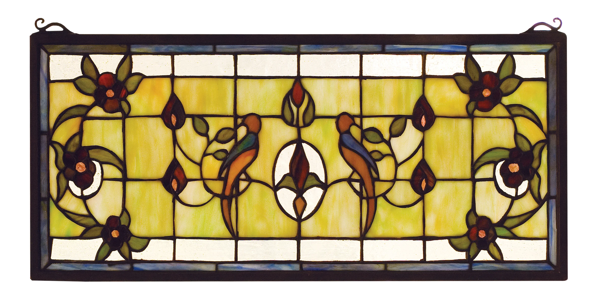 22" Wide X 10" High Lancaster Transom Stained Glass Window