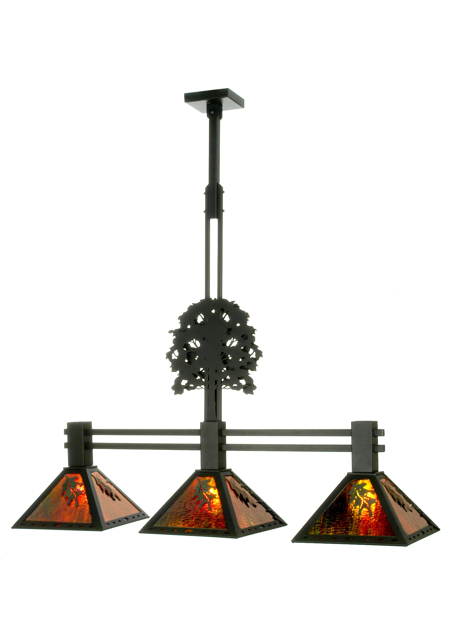 Oak Tree Three Light Island Pendant in Textured Black