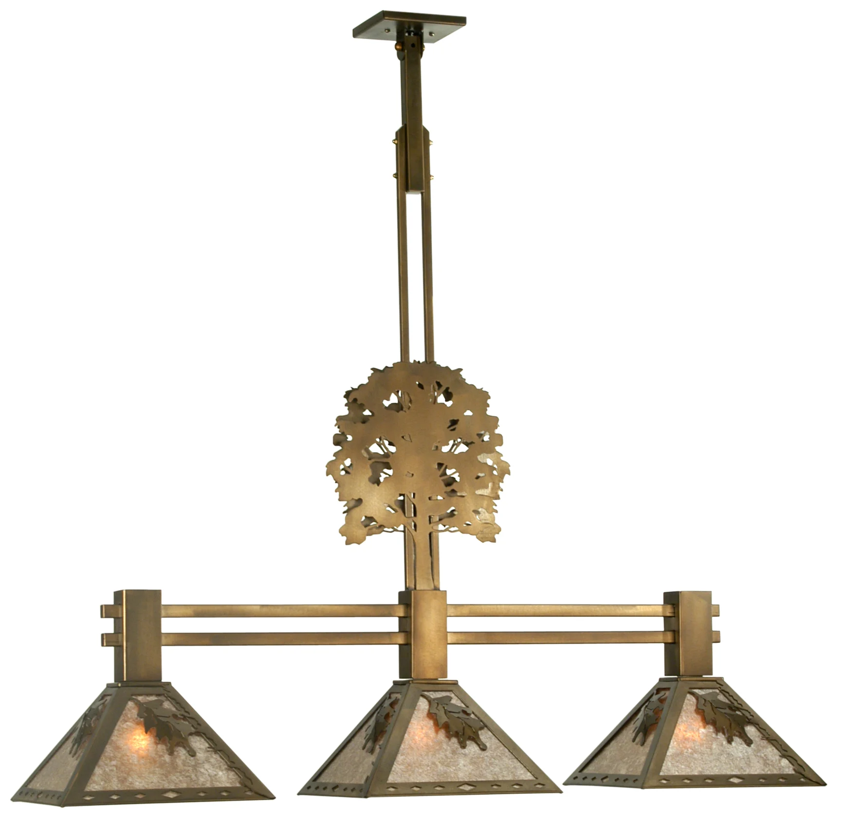 Oak Tree Three Light Island Pendant in Antique Copper