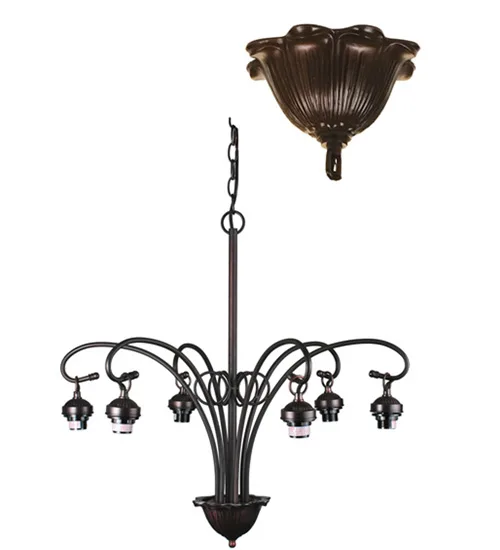 Victorian Six Light Chandelier Hardware in Mahogany Bronze