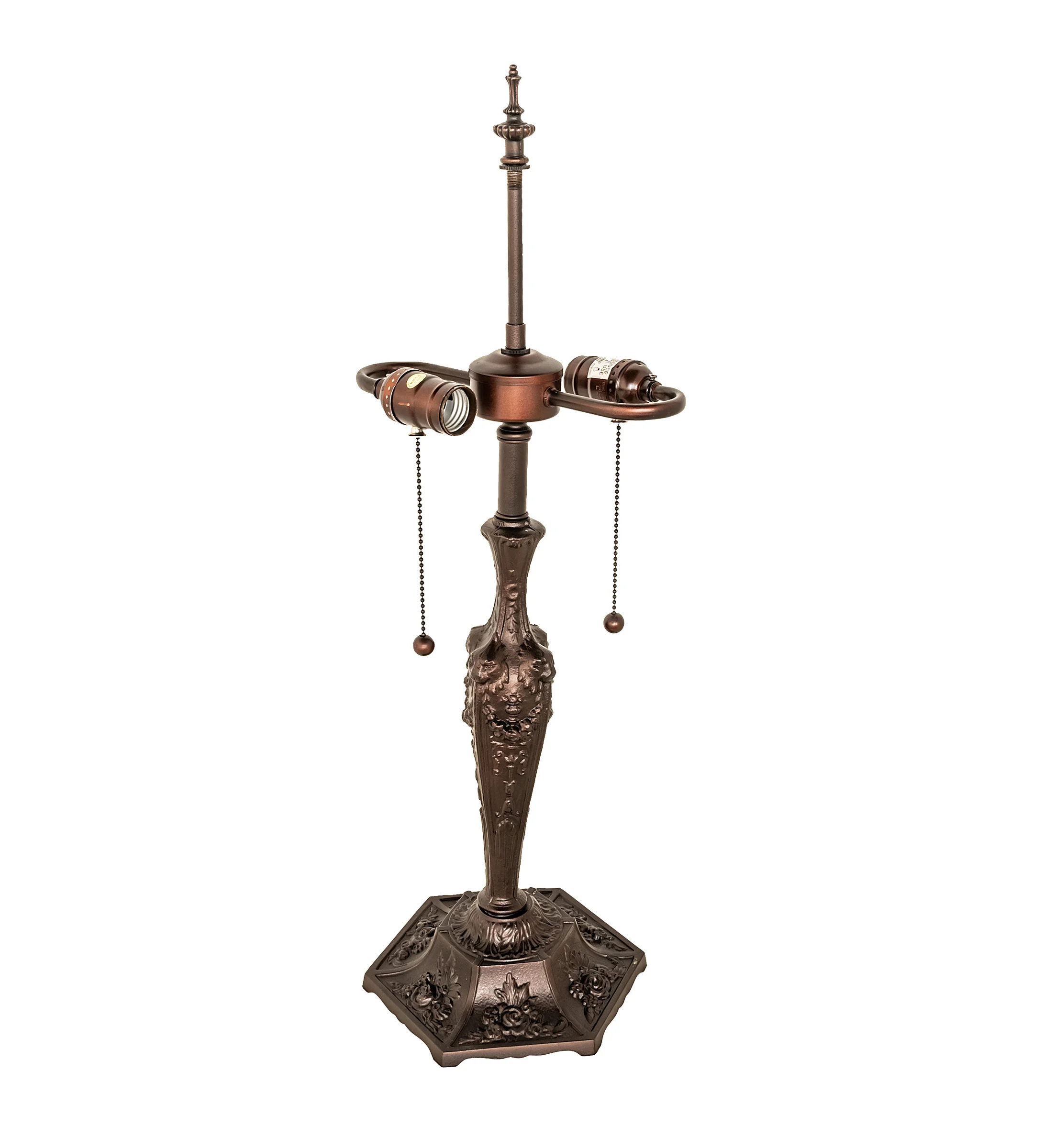 Lion Head Two Light Table Base in Mahogany Bronze