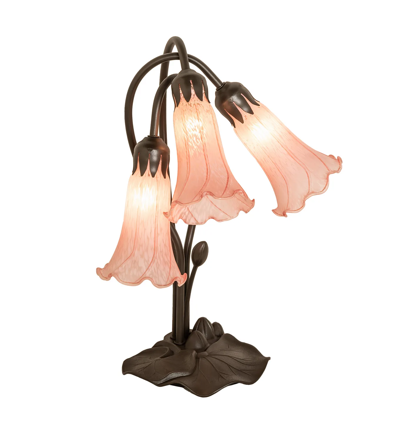 Pink Three Light Table Lamp in Mahogany Bronze
