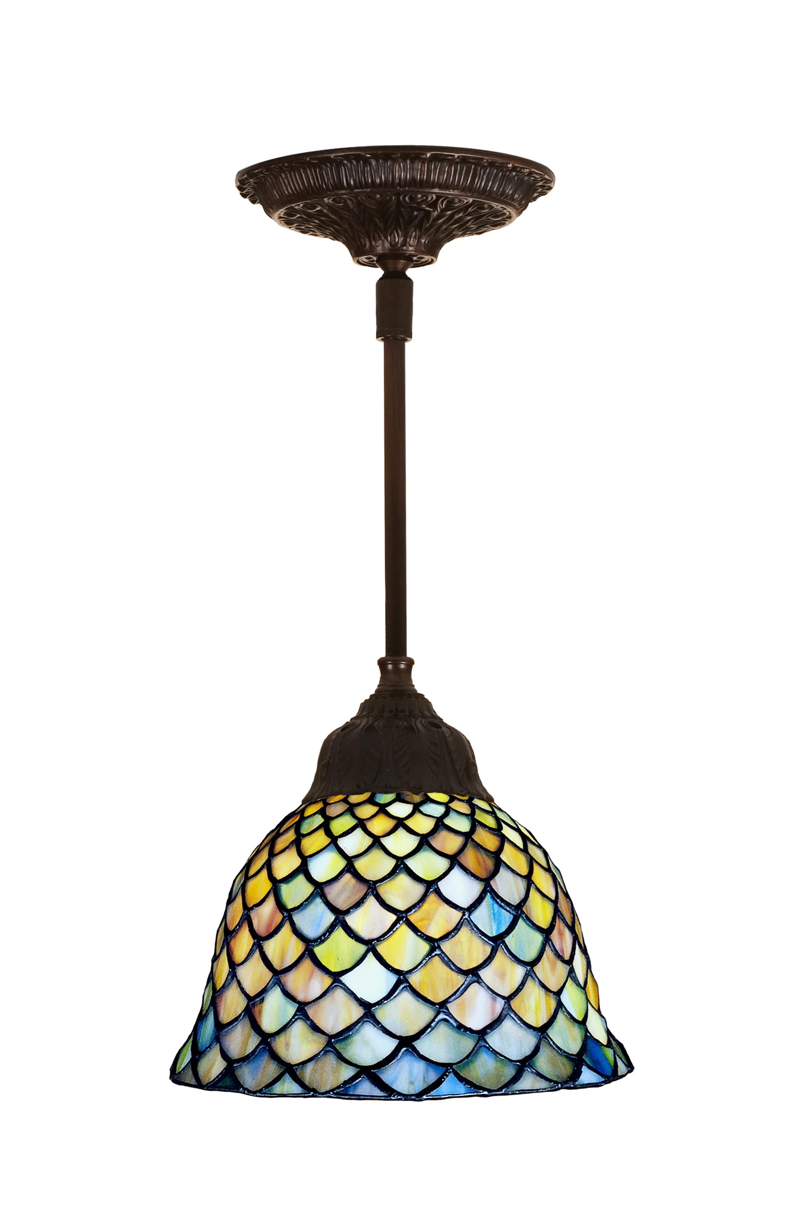 Fishscale One Light Mini Pendant in Mahogany Bronze