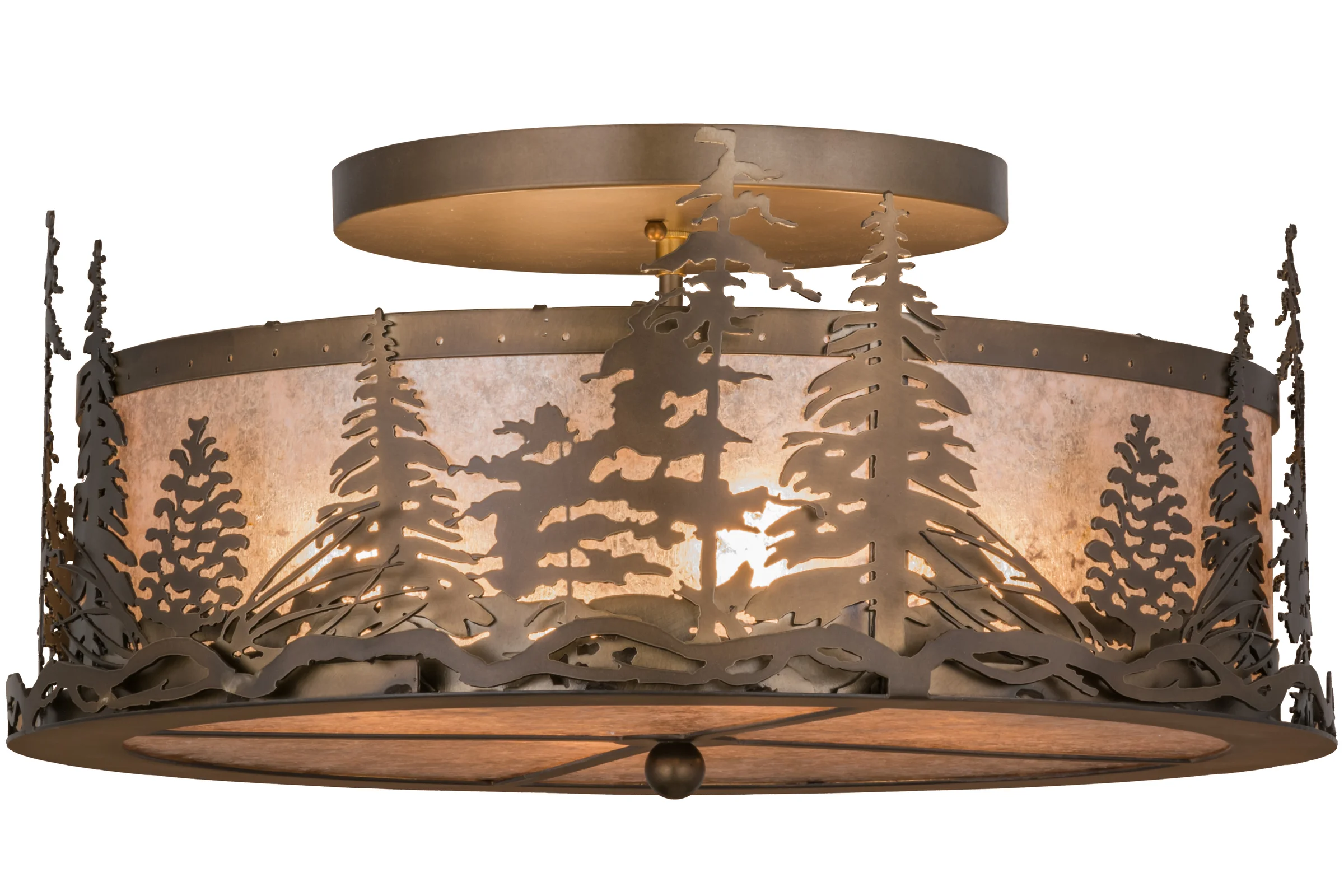 Tall Pines Four Light Flushmount in Antique Copper