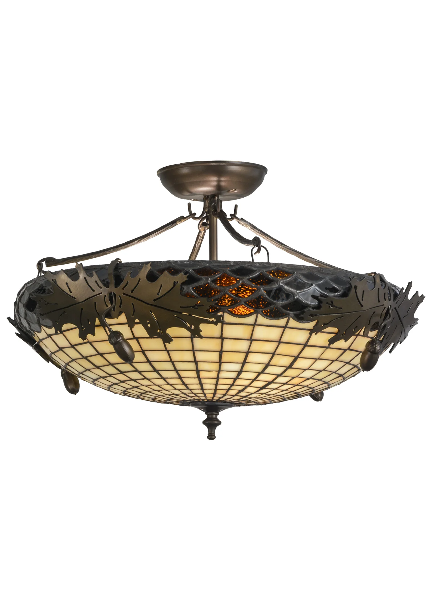 Greenbriar Oak Two Light Semi-Flushmount in Antique Copper