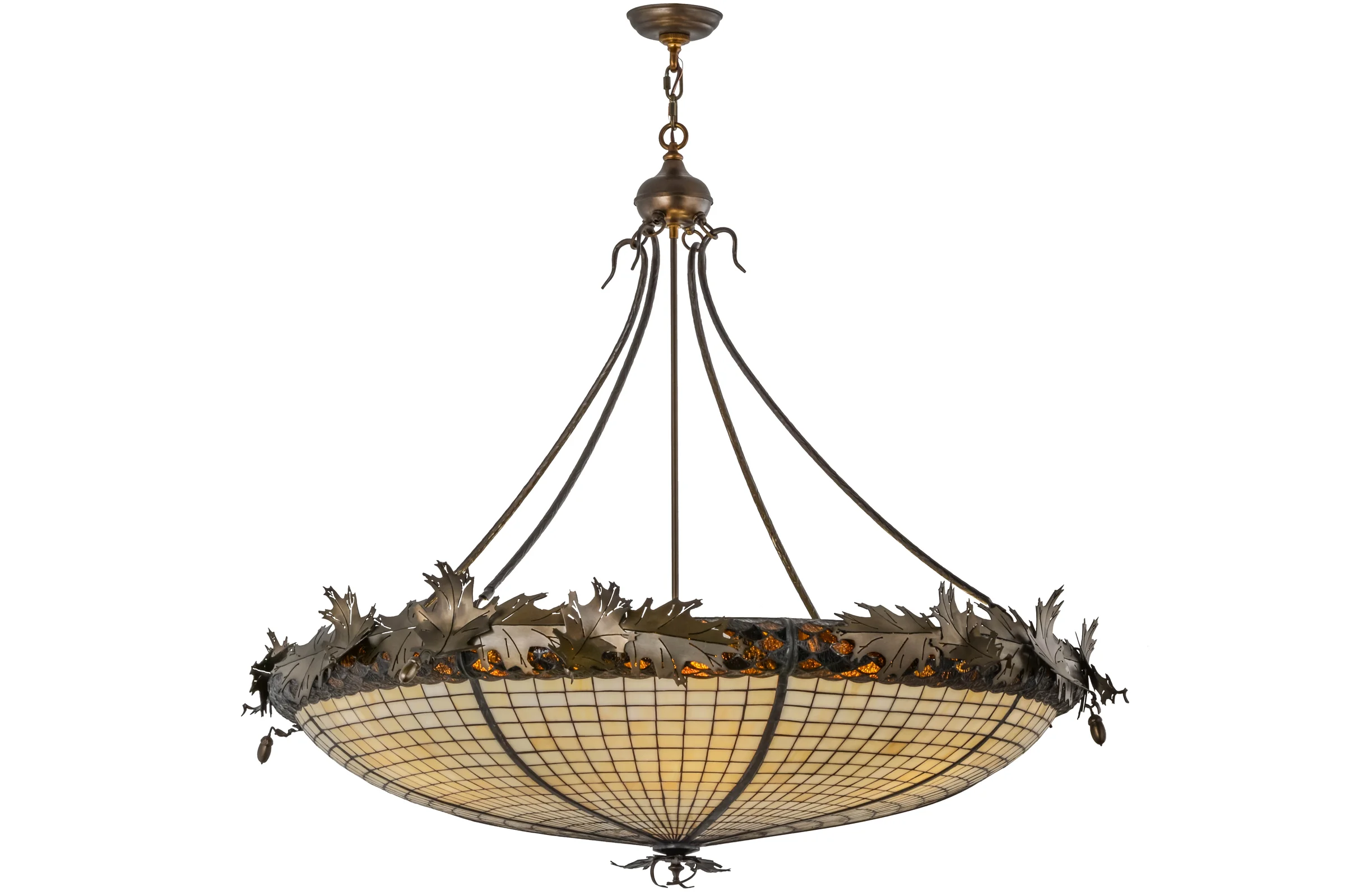 Greenbriar Oak Six Light Inverted Pendant in Antique Copper