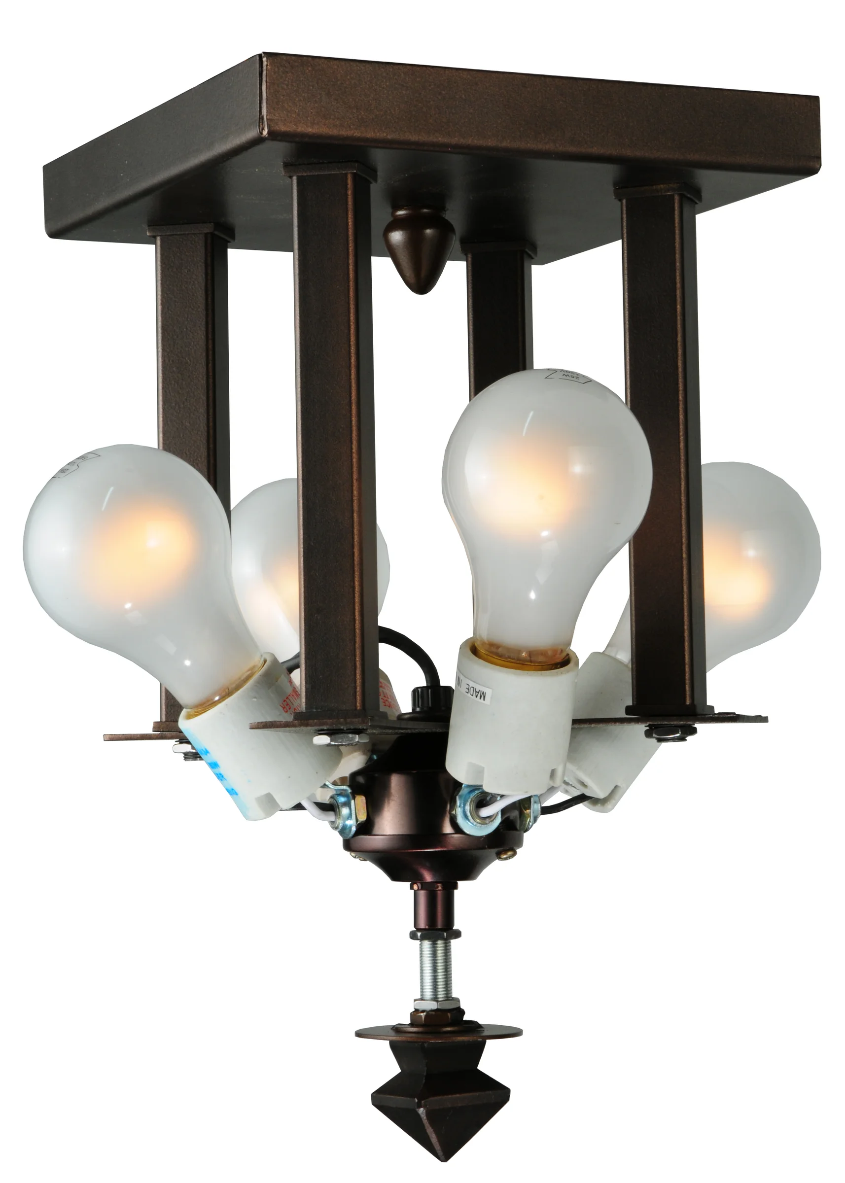 Mission Four Light Flushmount in Mahogany Bronze