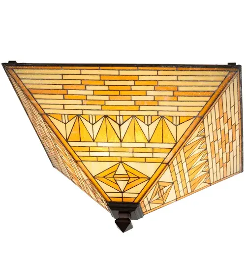 The material is Steel; Brass and Glass. The finish is Mahogany Bronze. The shade is Stained Glass. - alternate view