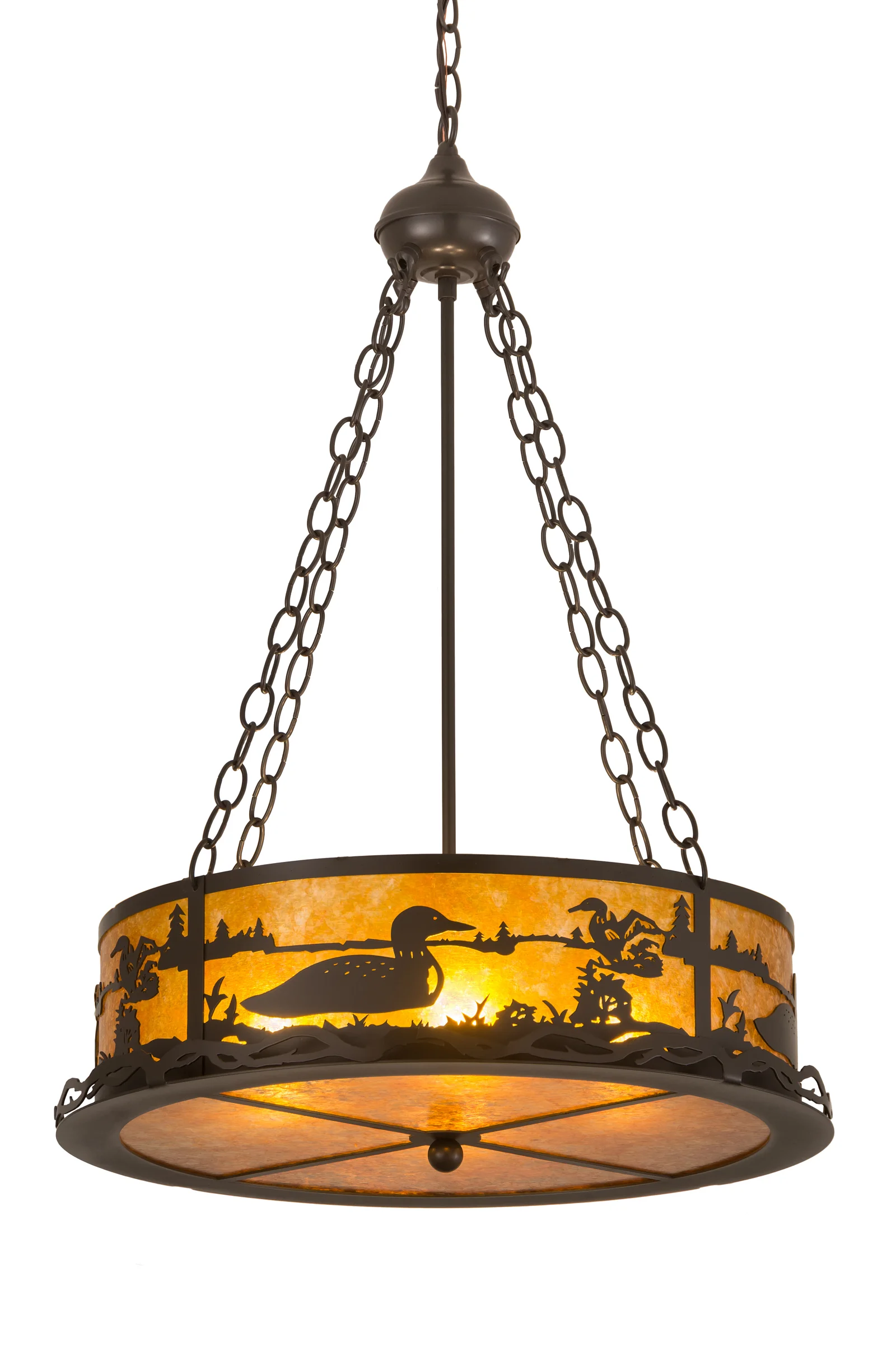 Loon Four Light Inverted Pendant in Timeless Bronze