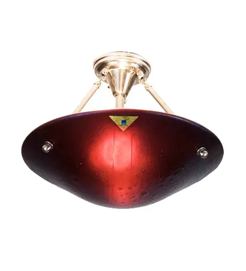What a wonderful night for a Moonlight Metro Fusion semiflush fixture. Triangle accented hot fused and formed glass Midnight Plum tinted glass is suspended from hardware of Brushed Nickel. Designed and created by Meyda artists and craftsmen; a one of a kind treasure to light up your space.