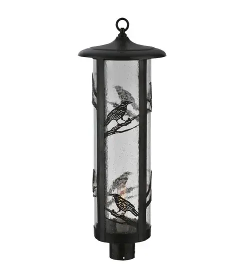 Handcrafted from Solid Brass with alluring rustic beauty. This stunning Craftsman Signature lantern features lovely Raven designs on a Clear Seeded Glass diffuser enhanced with a Craftsman Brown finish. Install this wall sconce to illuminate piers; decks; and patios in timber homes; modern farmhouses; and other spaces. The Fulton Raven Post Mount is featured in our American-made; American-designed; handcrafted Craftsman Signature Series; manufactured in Yorkville; New York. UL and cUL listed for dry; damp and wet locations. Our Build Your Own Craftsman Signature Series features unlimited combinations of styles. The collection is called Build Your Own because it is fully configurable and customizable from size and design to finish and lens color. Marine grade; solid brass; or copper raw materials are utilized to ensure items from the Craftsman Signature Series of outdoor and indoor lighting will stand the test of time; as these premium metals are impervious to most types of oxidation. Hand-applied Patina finishes on brass and copper are sealed with a clear varnish and; over time; may require gentle maintenance; such as wax; to delay or reverse the natural living finish attributes indicative of this finishing process. Patina finishes on brass and copper provide strong resistance to fading from sun exposure; will not chip or crack; and will not rust like a steel-framed item in the same conditions. Mica is less durable in outdoor locations but may be appropriate for mildly exposed areas. Choose from many style options; or send us your concept today! Call today to learn how to use the configuration tool available on our website for an instant item number!