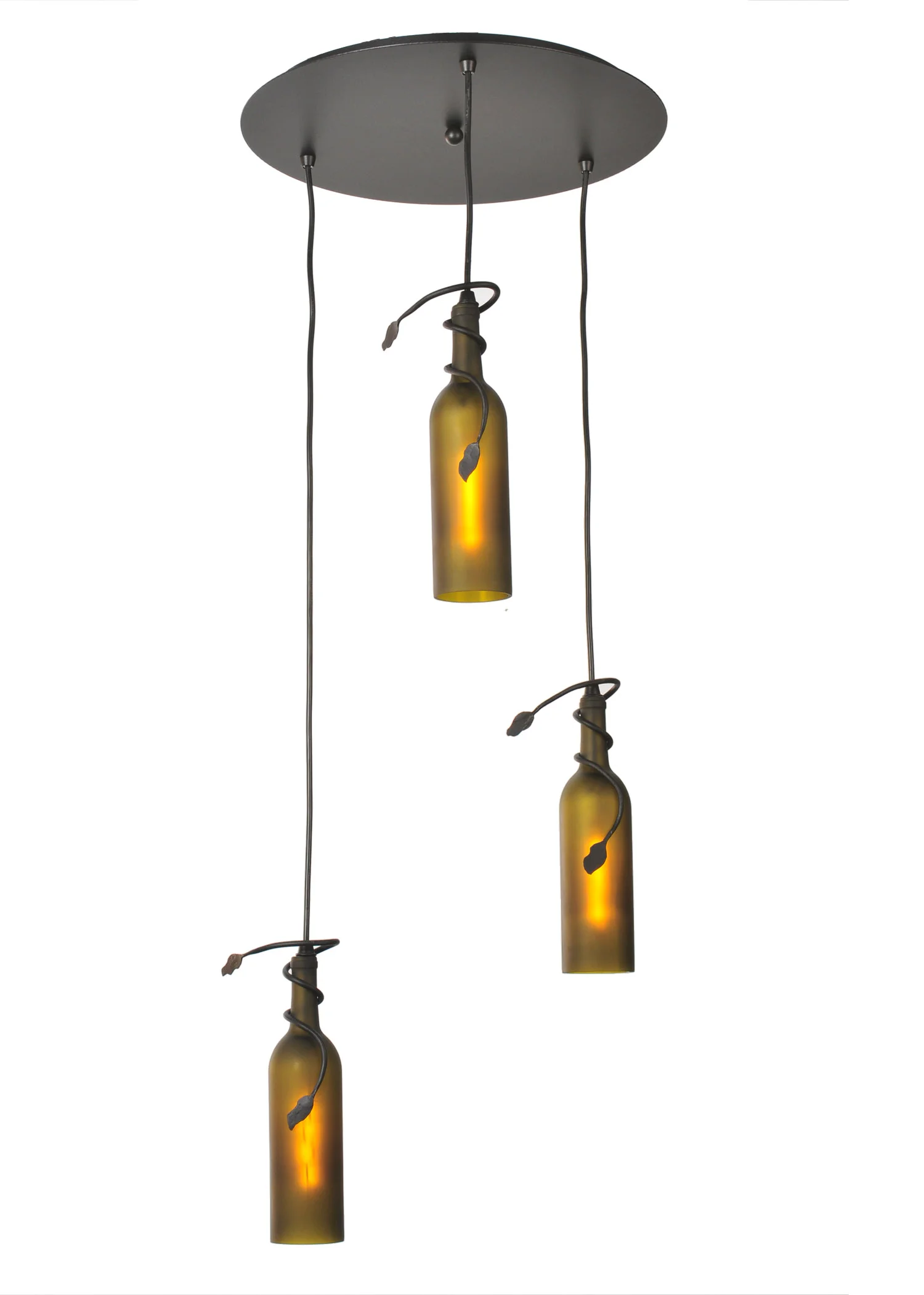 Tuscan Vineyard Three Light Pendant in Textured Black