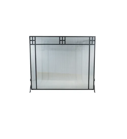Prairie Fireplace Screen in Wrought Iron