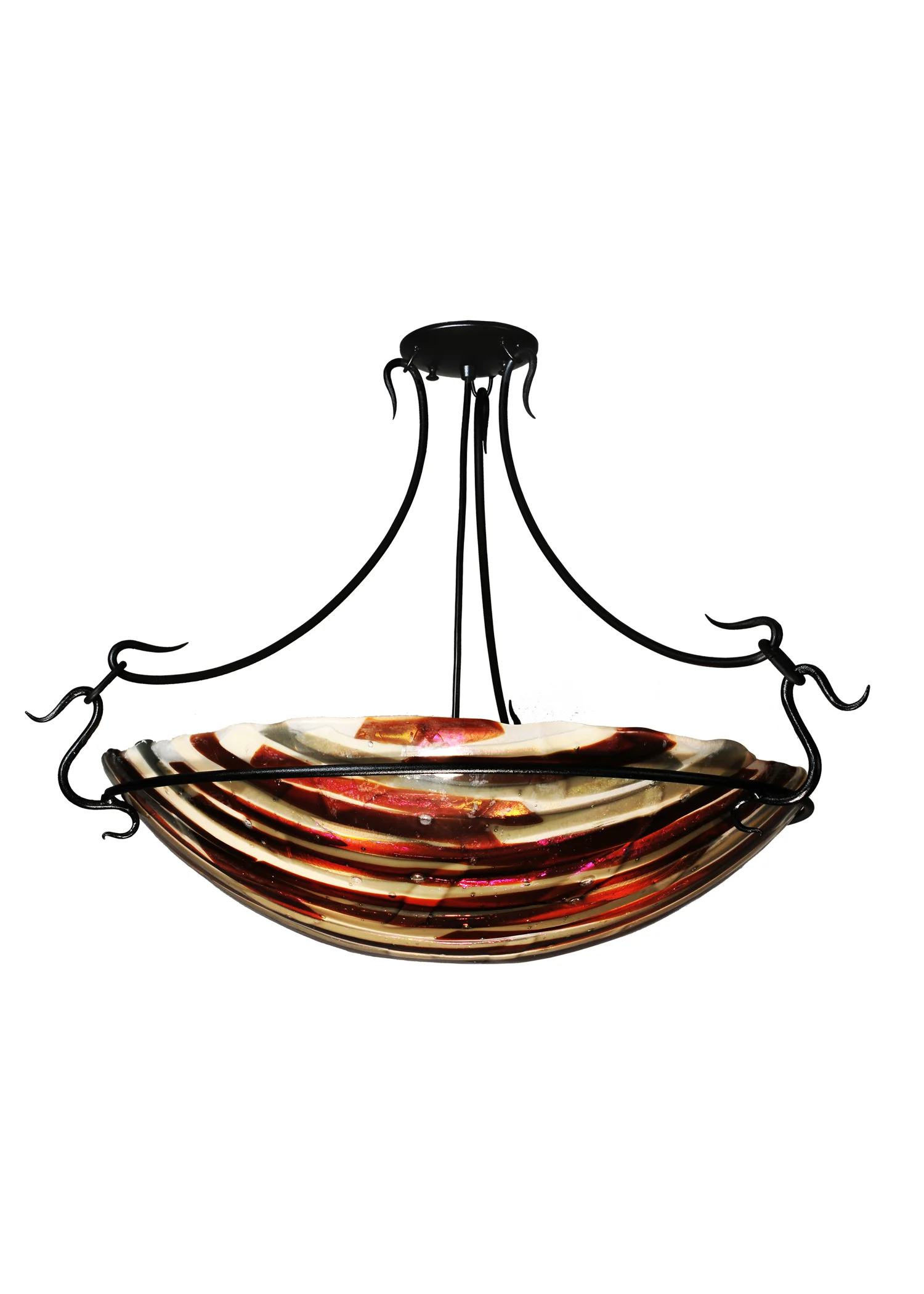 Metro Fusion Three Light Semi Flush Mount in Frosted Inside Of Bowl