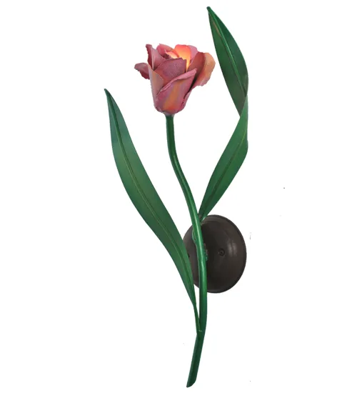 Tulip One Light Wall Sconce in Cafe Noir/Green/Peach-Pink