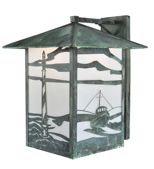 Lighthouse & Trawler One Light Wall Sconce in Verdigris
