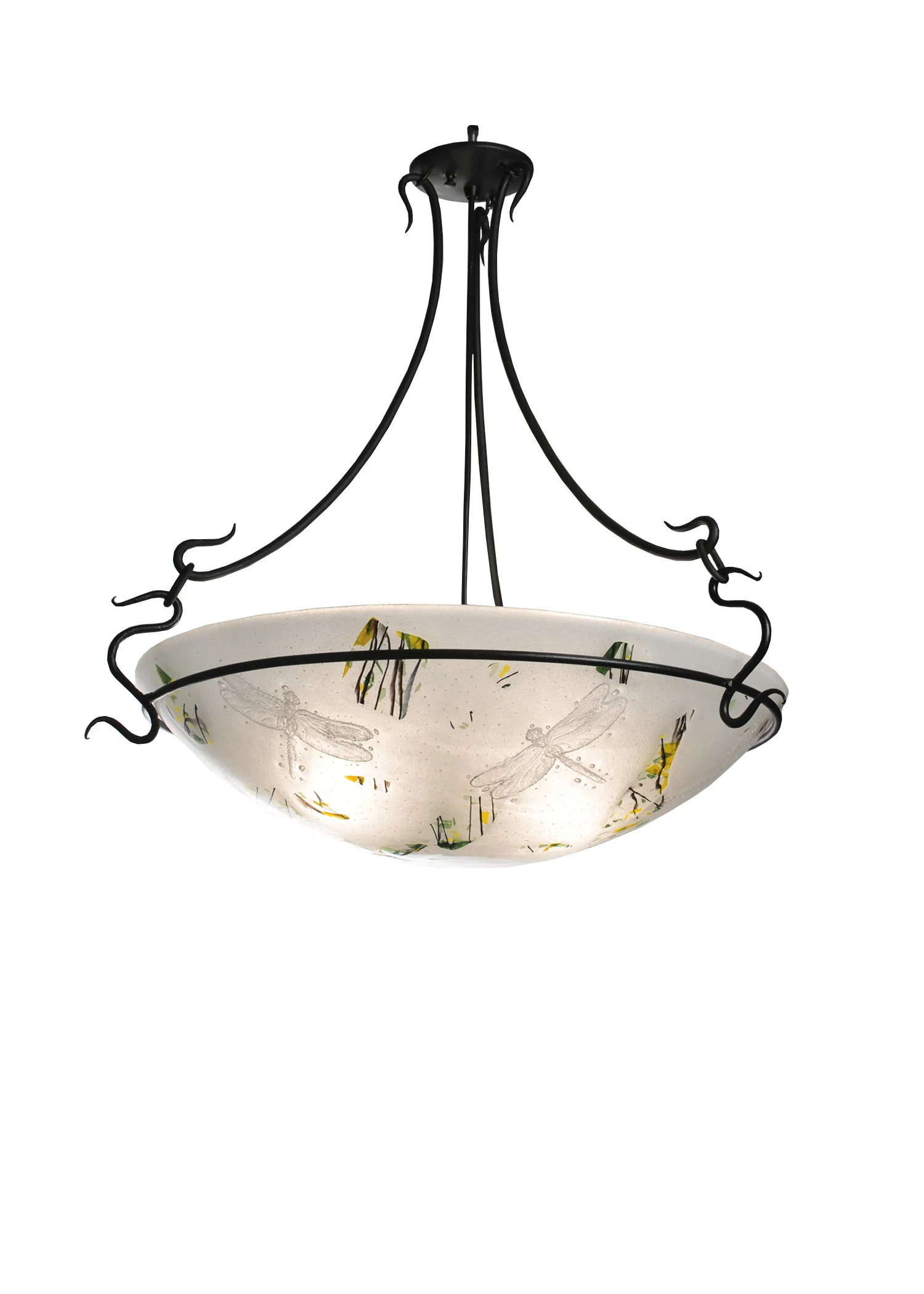 Metro Fusion Three Light Semi-Flushmount in Bas Relief Dragonfly/Confetti