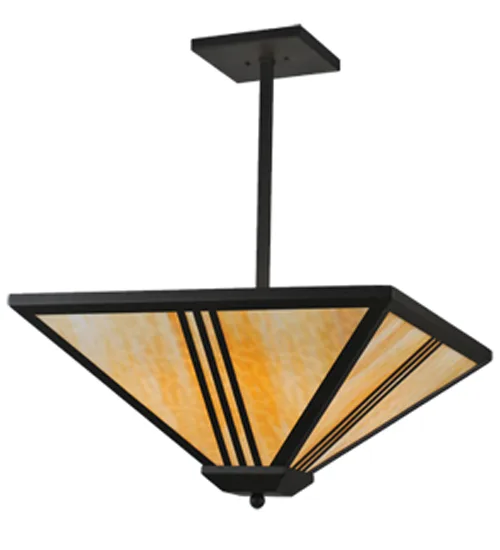 Tres Lineas Four Light Inverted Pendant in Wrought Iron