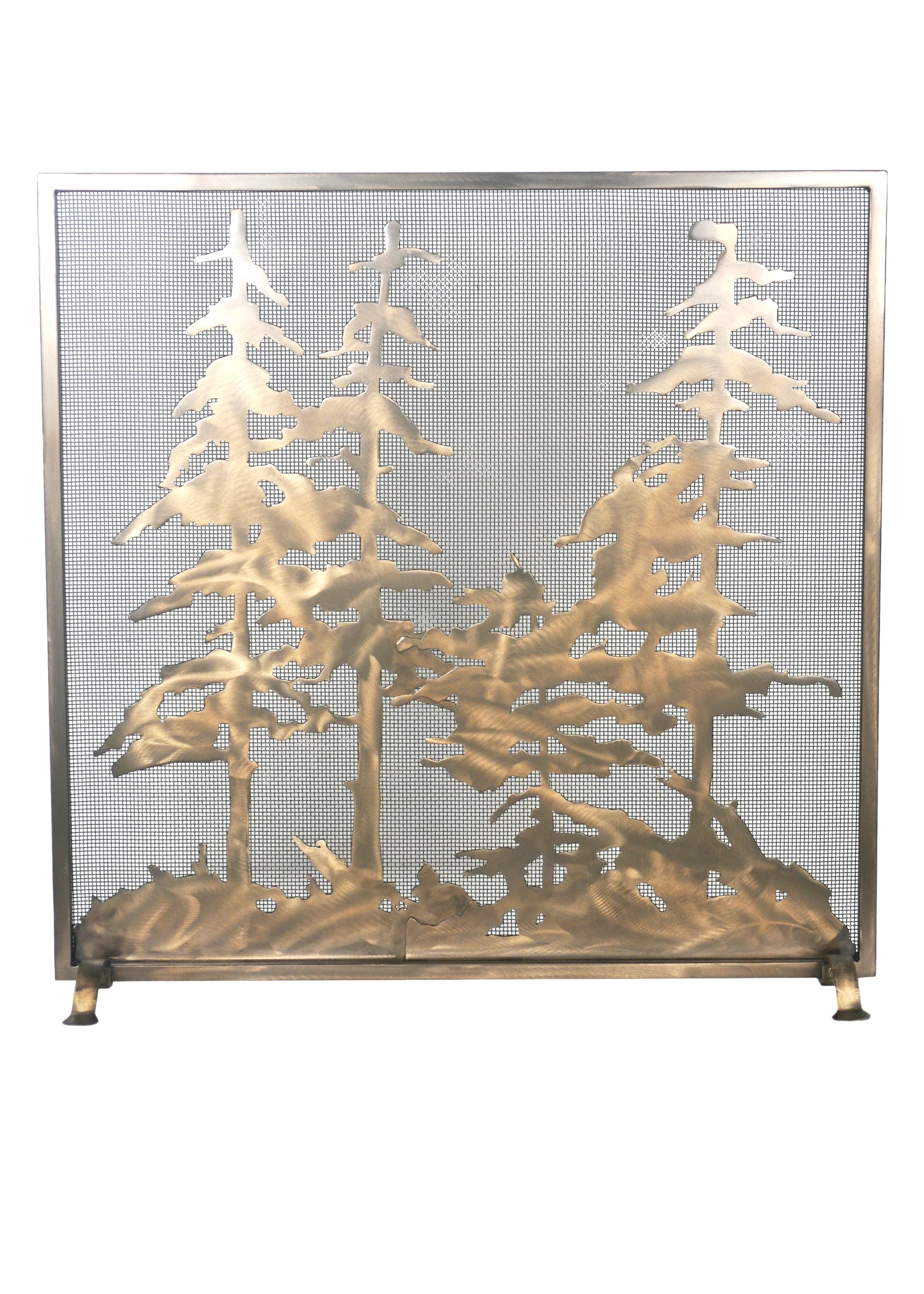 Tall Pines Fireplace Screen in Antique Copper