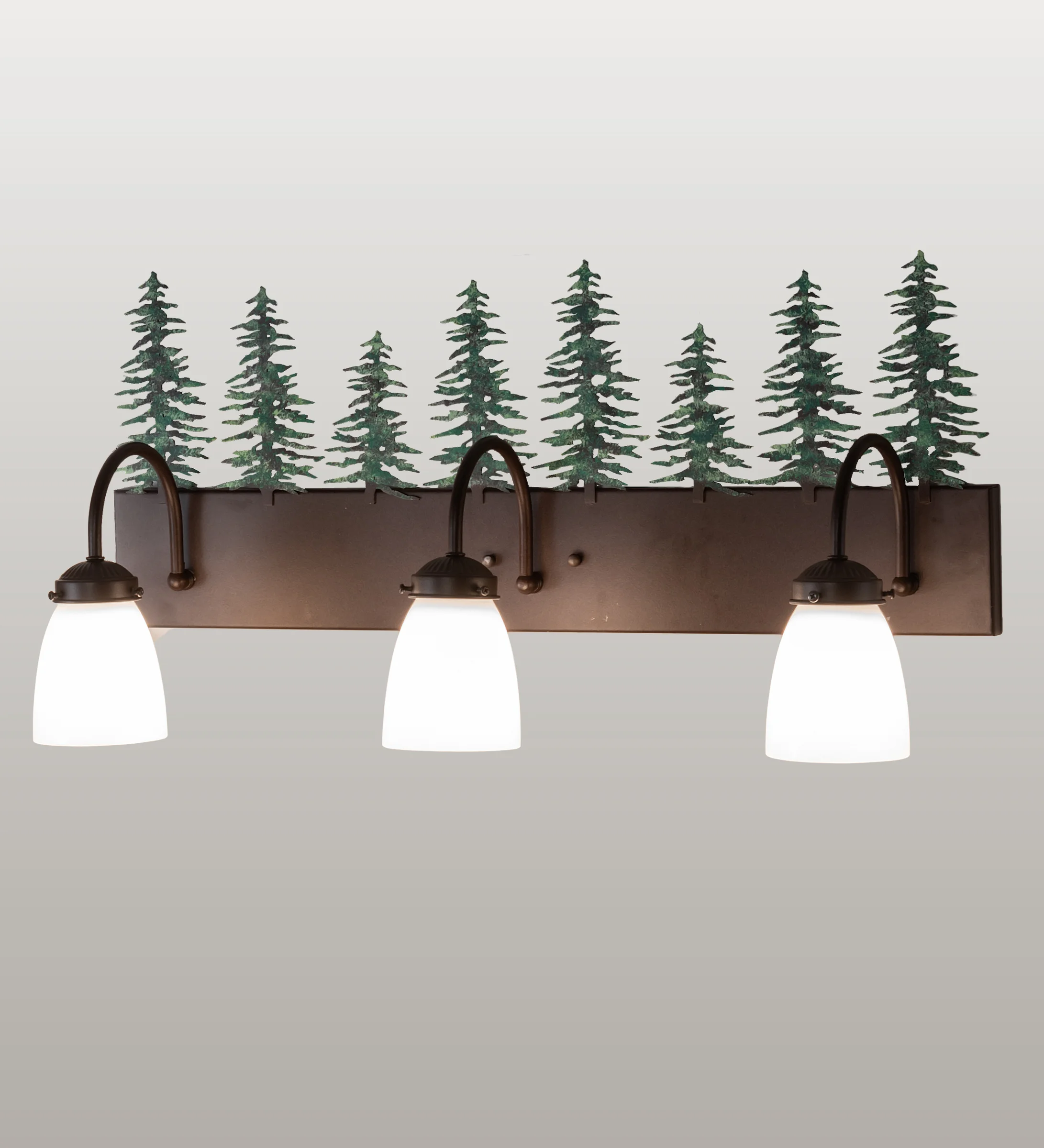 Tall Pines Three Light Vanity in Cafe Noir/Green Trees