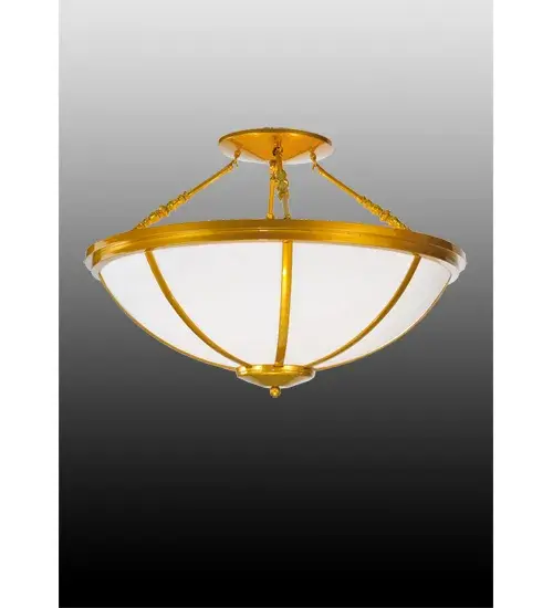 A stunning transitional look for your home or business. Designed with warm Statuario Idalight enhanced by a cool Buttered Brass powdercoat finish. The graceful supports featured decorative accents. The fixture was handcrafted by Meyda artisans in our factory in Yorkville; New York. Energy efficient lamping options offered. UL and cUL listed for dry and damp locations.