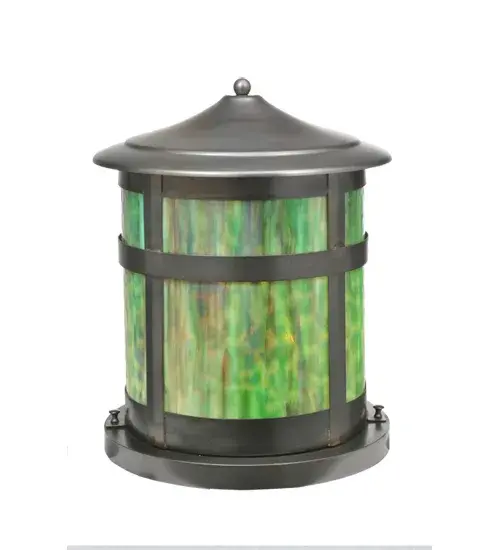 Constructed of Solid Brass; this Craftsman-style lighting fixture is handcrafted for durability and longevity and is resistant to rust and corrosion. This stunning cylindrical lantern features a straight-line design on a Green/Brown Art Glass lens and is enhanced with a Craftsman Brown finish. The handsome lighting fixture can be mounted to columns and posts on patios and decks while providing beautiful ambient lighting in fine homes and other spaces; from Traverse City; Michigan; to Lake Tahoe; Nevada; to Lake Geneva; Wisconsin. The Fulton Double Bar Mission Pier Mount is included in our American-made; American-designed; handcrafted Craftsman Signature Series and manufactured in Yorkville; New York. UL and cUL are listed for dry; damp; and wet locations. Our Build Your Own Craftsman Signature Series features unlimited combinations of styles.The collection is called build your own because it is fully configurable and customizable from size and design to finish and lens color. Go nuts with the options; or send us your own concept today! Call today to learn how to use the configuration tool available on our website for an instant item number! - alternate view