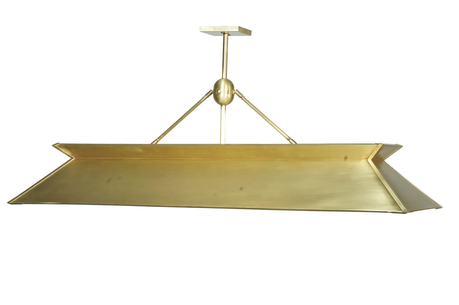 Natural Brass Three Light Oblong Pendant in Natural Brass
