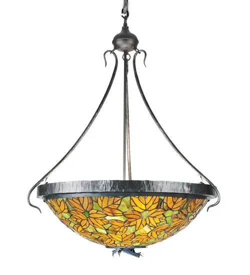 30"W Tiffany Autumn Leaf Inverted Pendant - Image 2